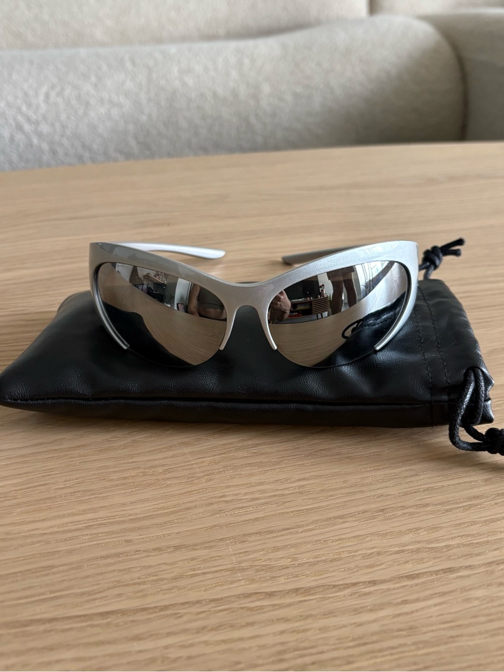 Oak + Fort Silver Mirrored Wrap Sunglasses